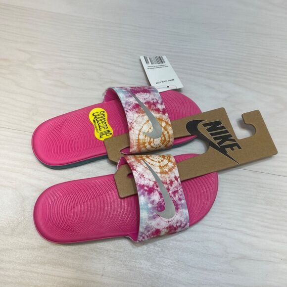 NIKE Kawa Slide Sandals Tie Dye Pink Kids Girls Size 3Y - Picture 1 of 6